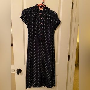Silk short sleeve dress with tie belt